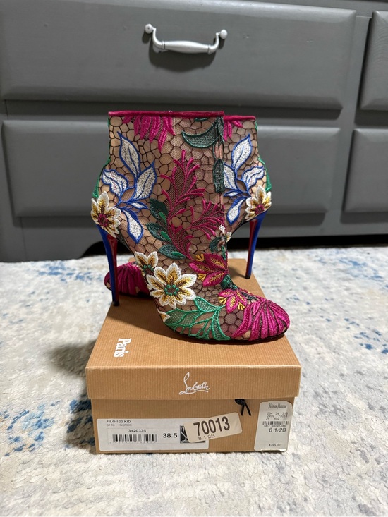 Christian Louboutin Shoes - Christian Louboutin Multicolor Miss Tennis Mesh Embroidered Lace Ankle Boots